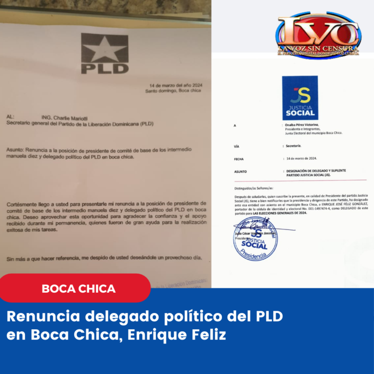 Renuncia delegado político del PLD en Boca Chica, Enrique Feliz