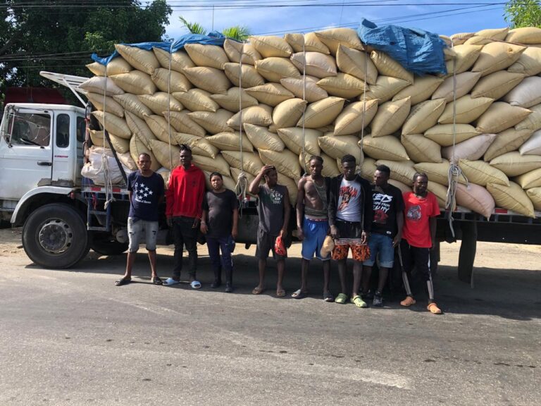 Ejército detiene camión con haitianos indocumentados ocultos entre sacos de paja de arroz en Hatillo Palma