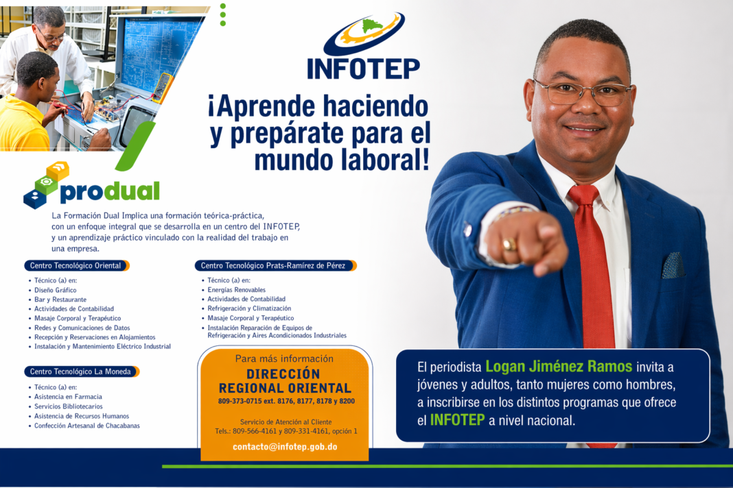 Periodista Logan Jiménez Ramos exhorta a jóvenes y adultos a capacitarse en programas técnicos del INFOTEP